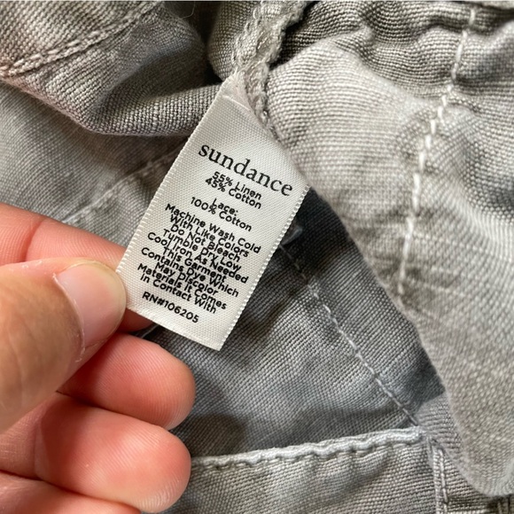 Sundance Organia Lace Trim Linen blend Roll-up Pants Grey size 14 - Picture 13 of 14
